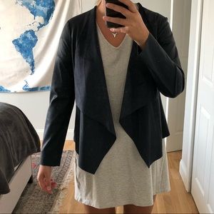 Zara Faux Leather Waterfall Jacket Navy Blue